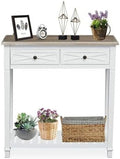 White 2 Drawer Console Table H558