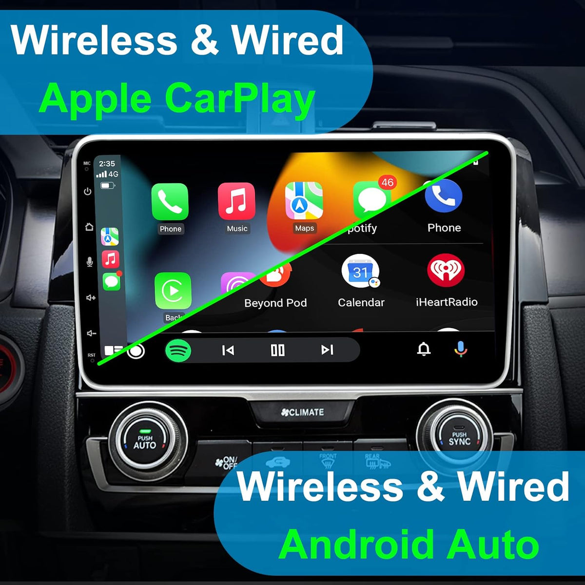 10.1 Inch Single Din Car Radio with Wireless CarPlay Backup Camera Touchscreen Head Unit S439166