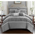 Grey 10-Piece King Bed in A Bag with Sheet Set O724