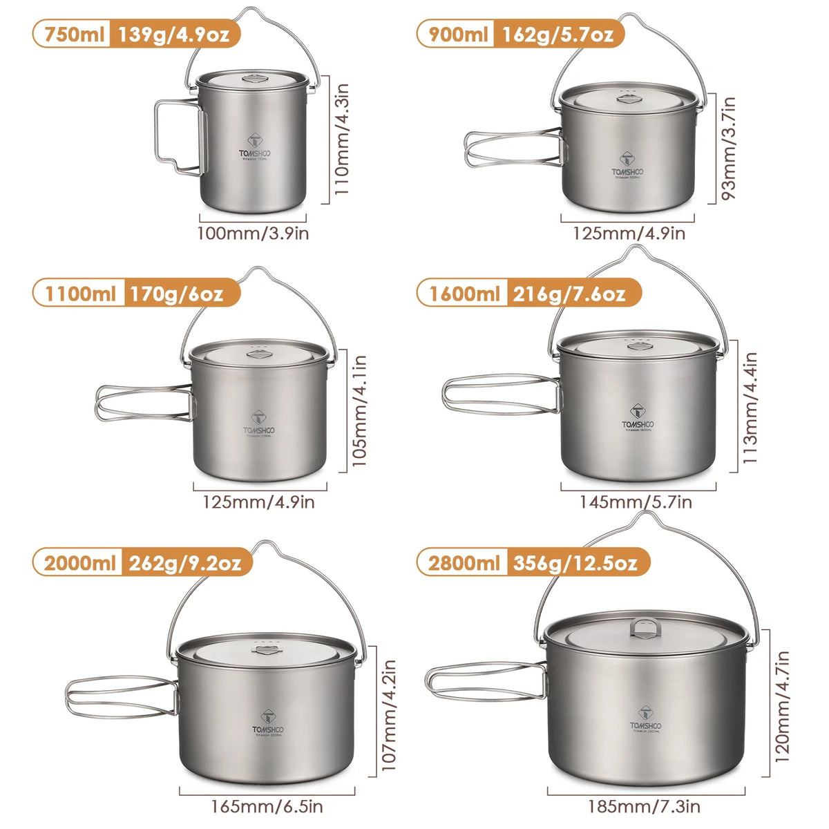 Titanium Camping Cookware with Lid L72617