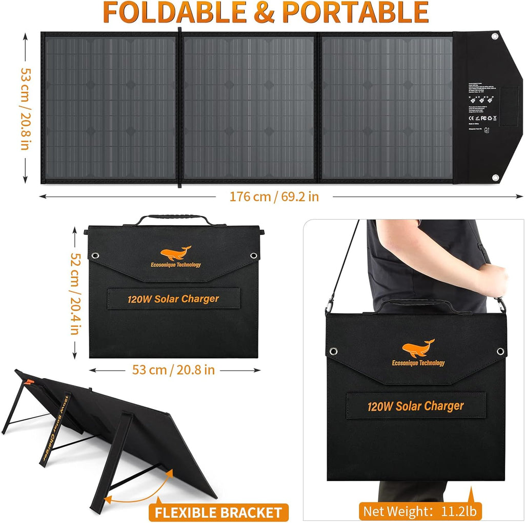 120W Portable Foldable Solar Panel with Adjustable Kickstand H88666