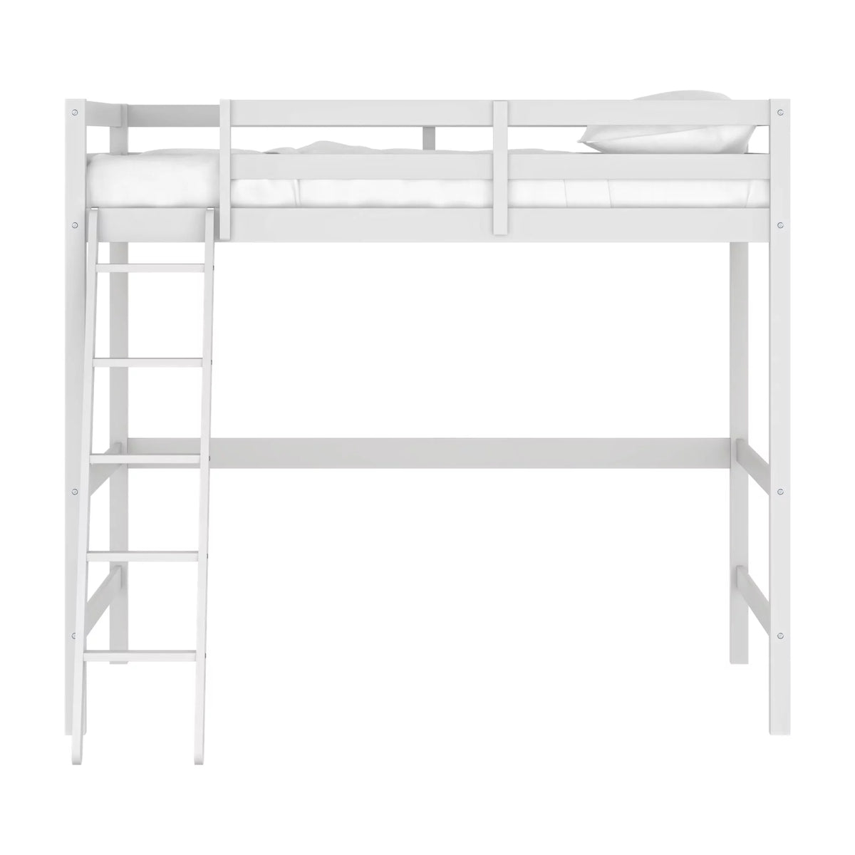 White Wood Full Loft Bunk Bed with Ladder M639