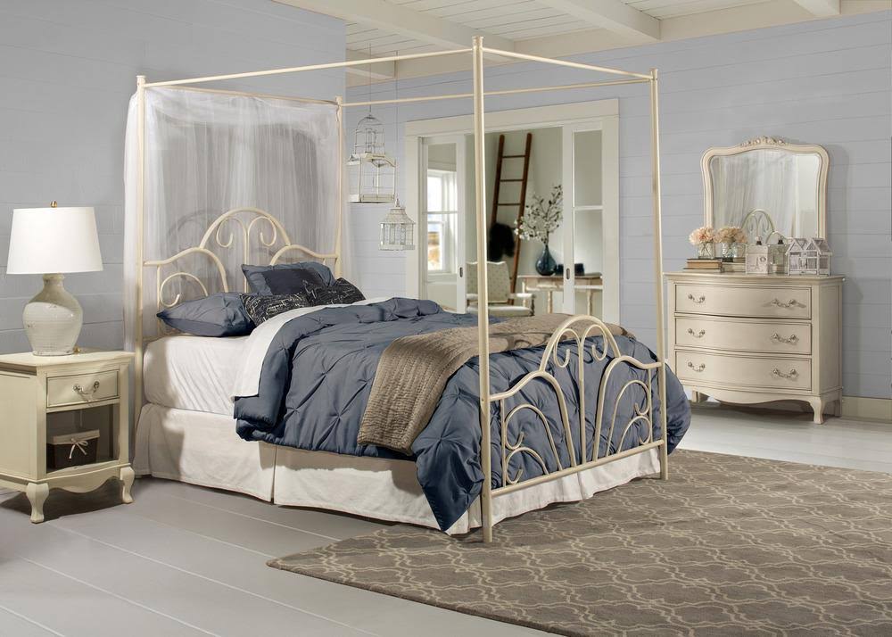 Queen Textured Black Bed Set with Canopy and Legs W37180
