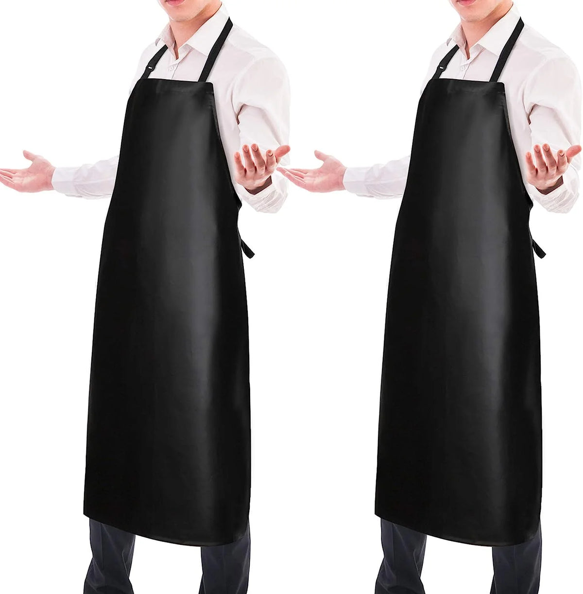 2 Pack Waterproof Rubber Vinyl Apron 40" Heavy Duty Chemical Resistant Black S319032