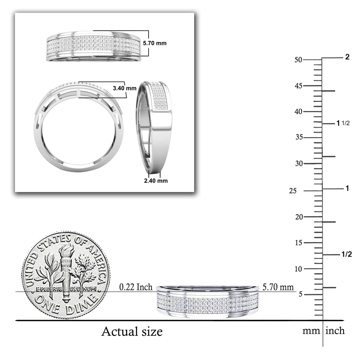 10K White Gold Diamond Wedding Band H451