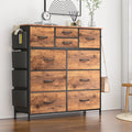 Brown 10 Drawer Dresser with Steel Frame and Wood Top F219036