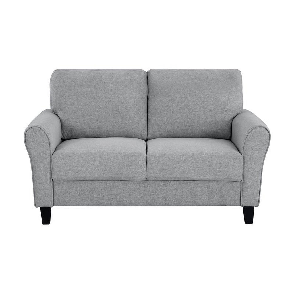 Transitional Solid Wood and Polyester Love Seat in Dark Gray/Black Y786
