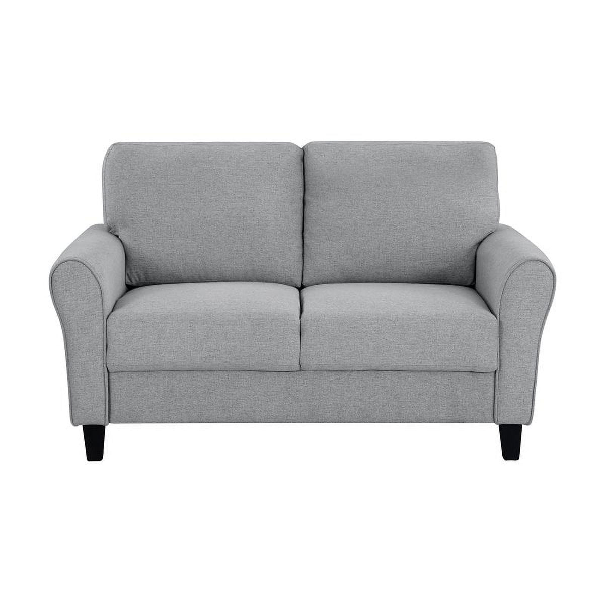 Transitional Solid Wood and Polyester Love Seat in Dark Gray/Black Y786