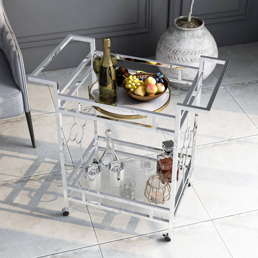 Chrome 2-Shelf Serving Cart E6390