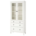 White Glass-Door Cabinet with 3 Drawers T55108