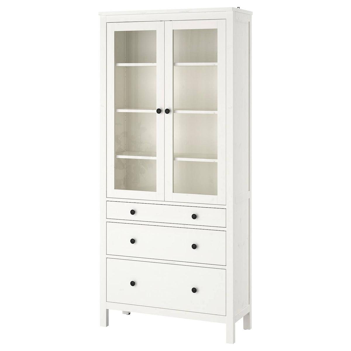 White Glass-Door Cabinet with 3 Drawers T55108