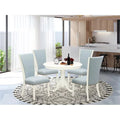 Linen White & Baby Blue Dining Table Set of 4 D8084