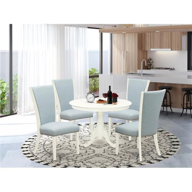 Linen White & Baby Blue Dining Table Set of 4 D8084