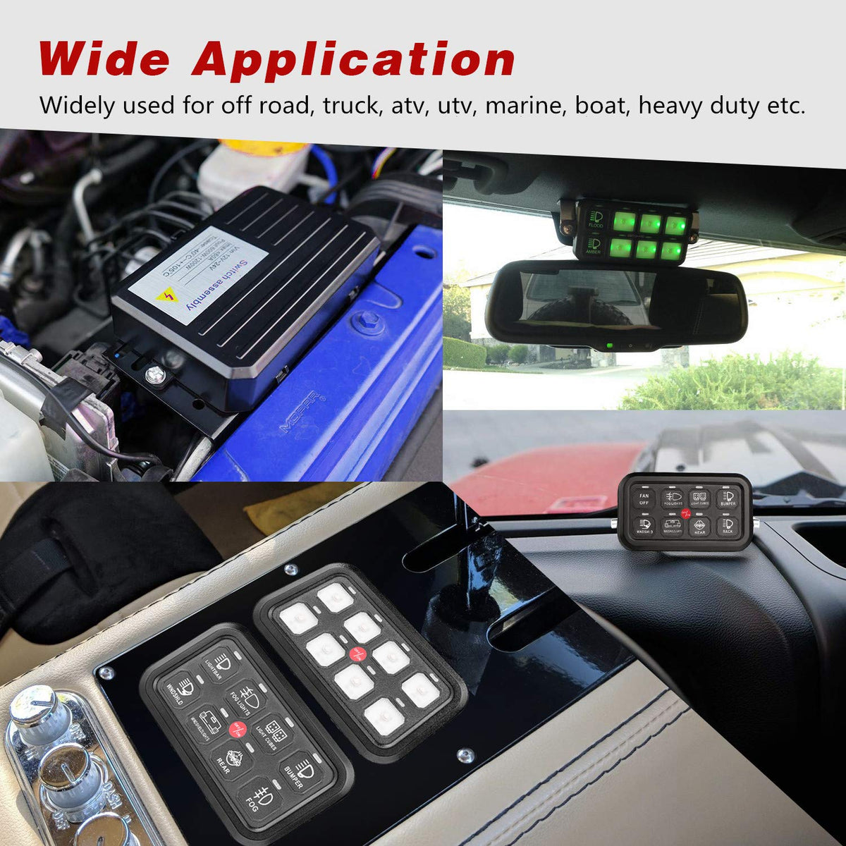 8 Gang Switch Panel Kit with Harness and Label Stickers E8314
