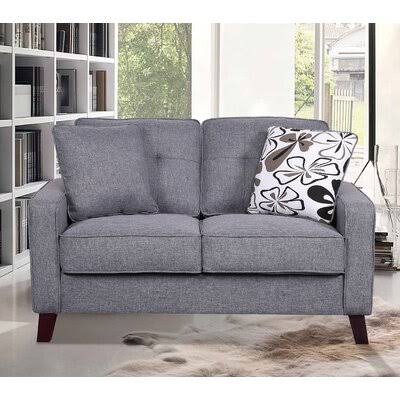 Light Gray Linen Square Arm Loveseat O570