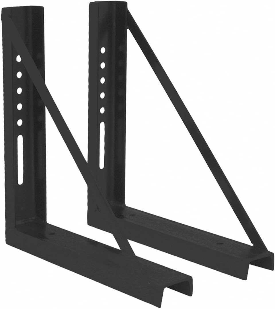 Bolted Black Structural Steel Mounting Brackets, 18 x 24 Inch, Set of 2 S930275