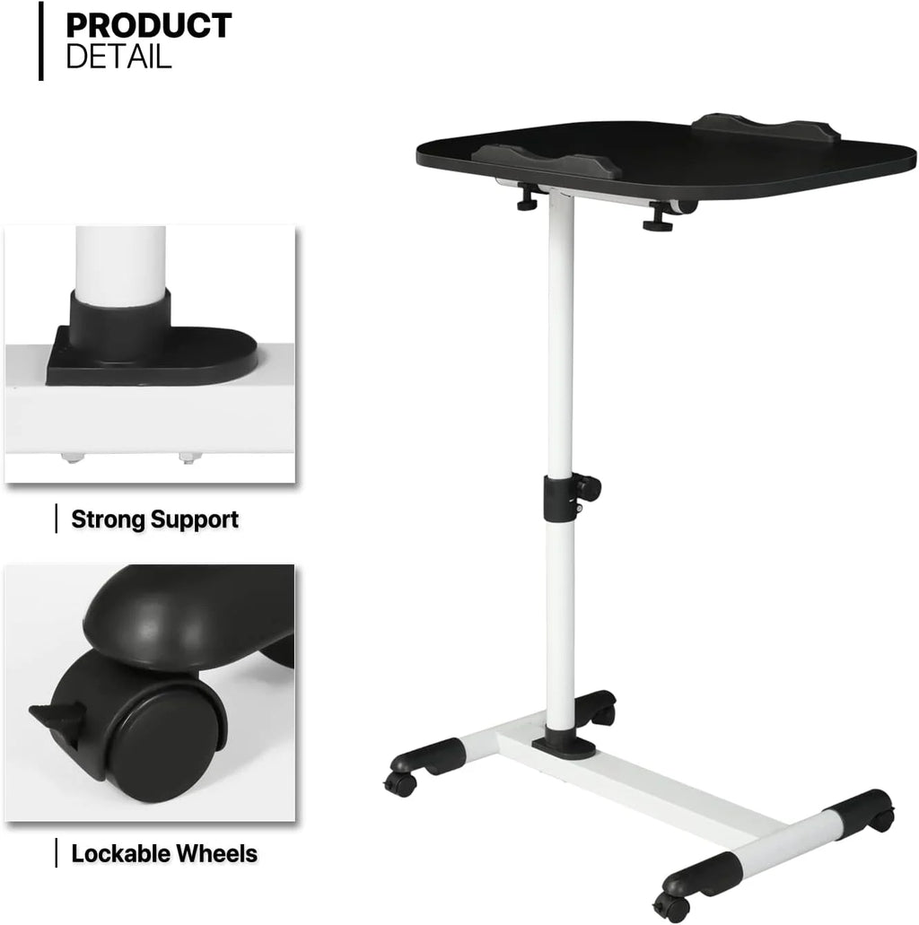 Black Adjustable Height Mobile Laptop Desk with Wheels J4801