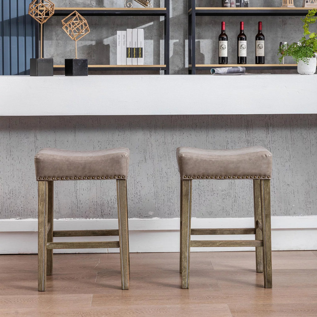 26" Counter Height Bar Stools Set of 2 Gray V55322