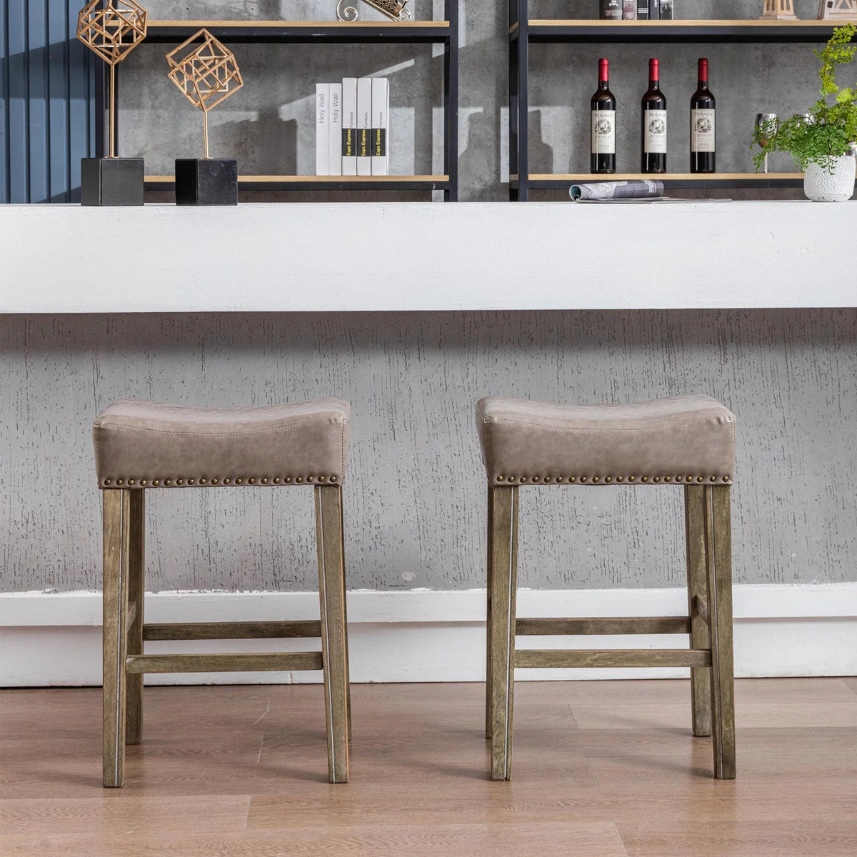26" Counter Height Bar Stools Set of 2 Gray V55322