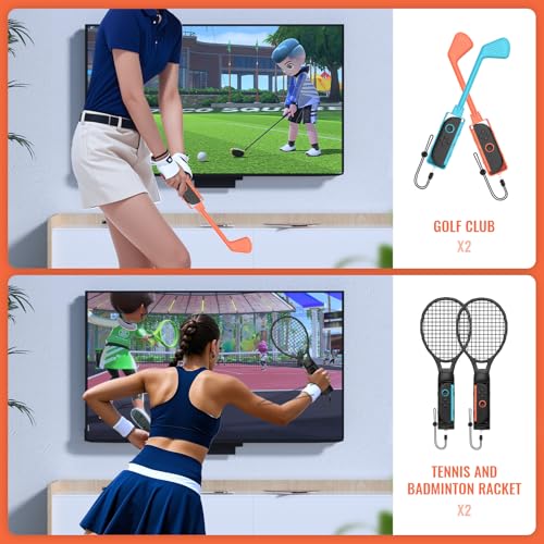 Switch Sports Games Accessories Bundle, 10 in 1 Family Party Pack with Tennis Rackets, Golf Clubs, Leg Straps & Joycon Grips I466144