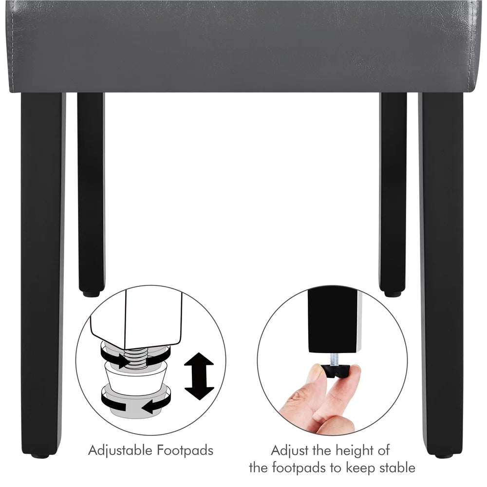 Faux Leather Dining Chairs with Wood Legs Set of 6 Gray F714796
