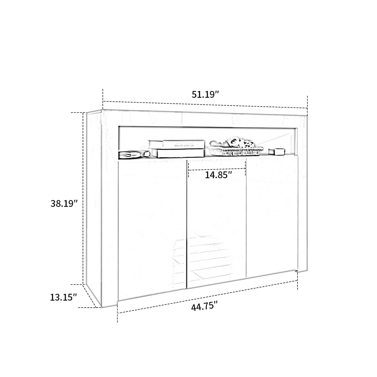 Wood Storage Cabinet with LED Light P3937