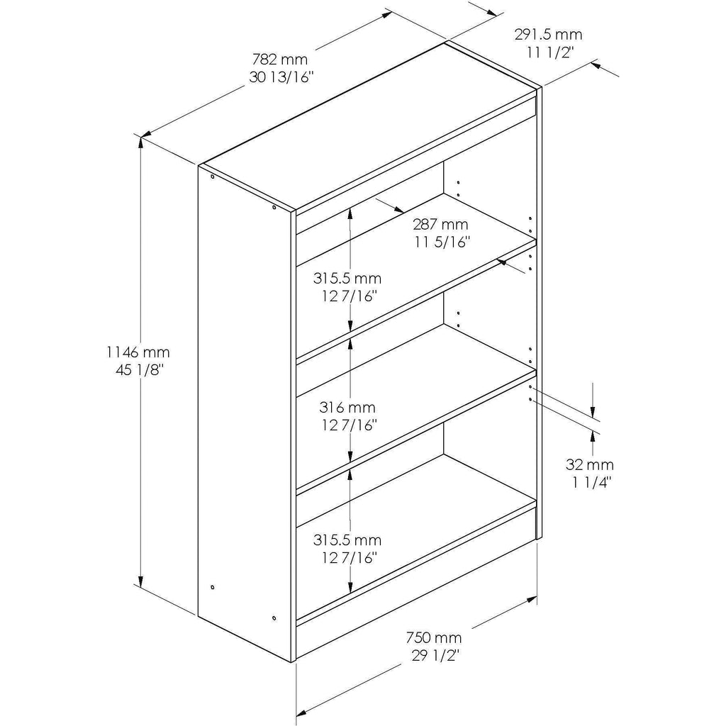 Royal Cherry 3-Shelf Bookcase S804221