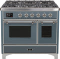 Blue Grey 40 Dual Fuel Propane Gas Range with Chrome Trim W880