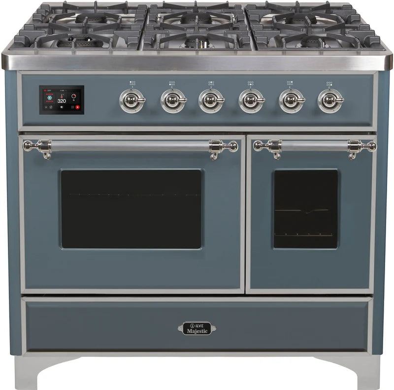 Blue Grey 40 Dual Fuel Propane Gas Range with Chrome Trim W880