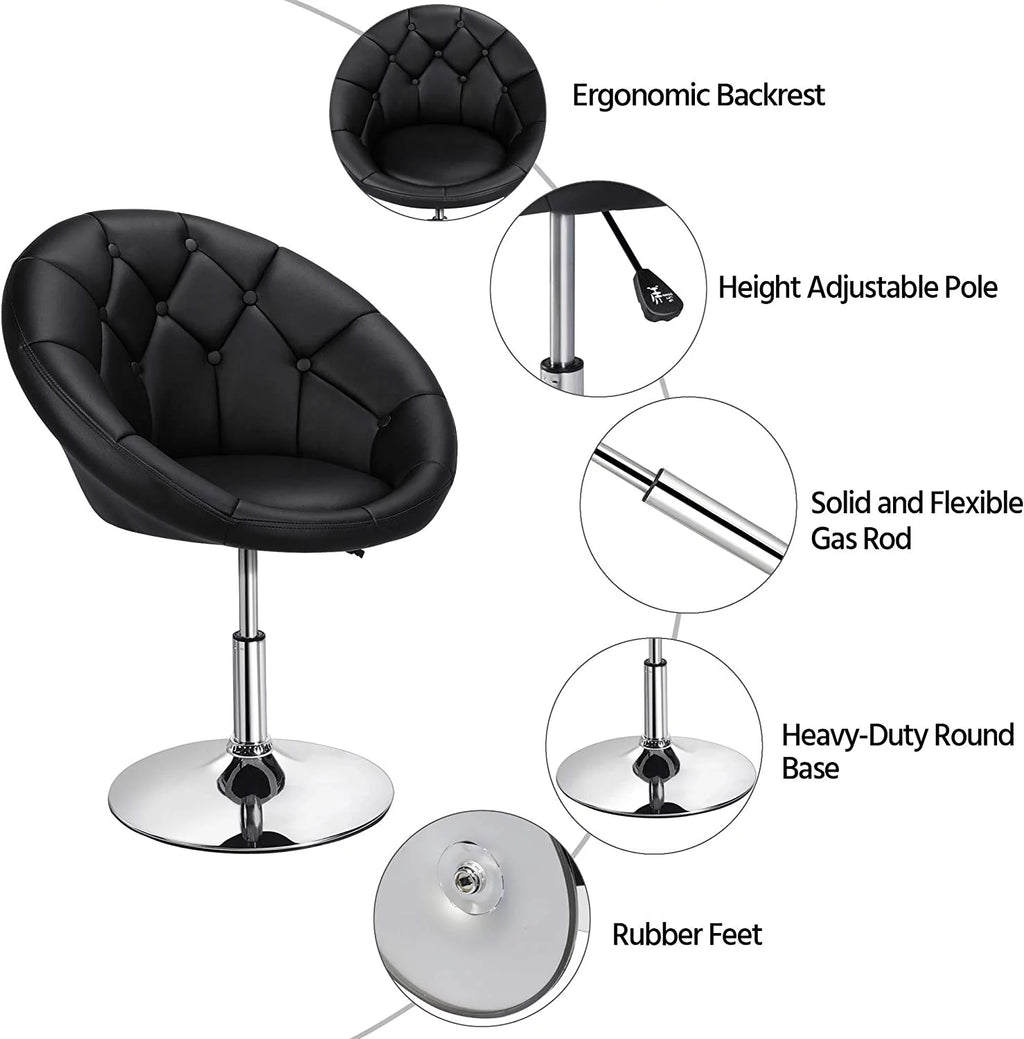 Adjustable Swivel Round Leather Chair with Wheels H933