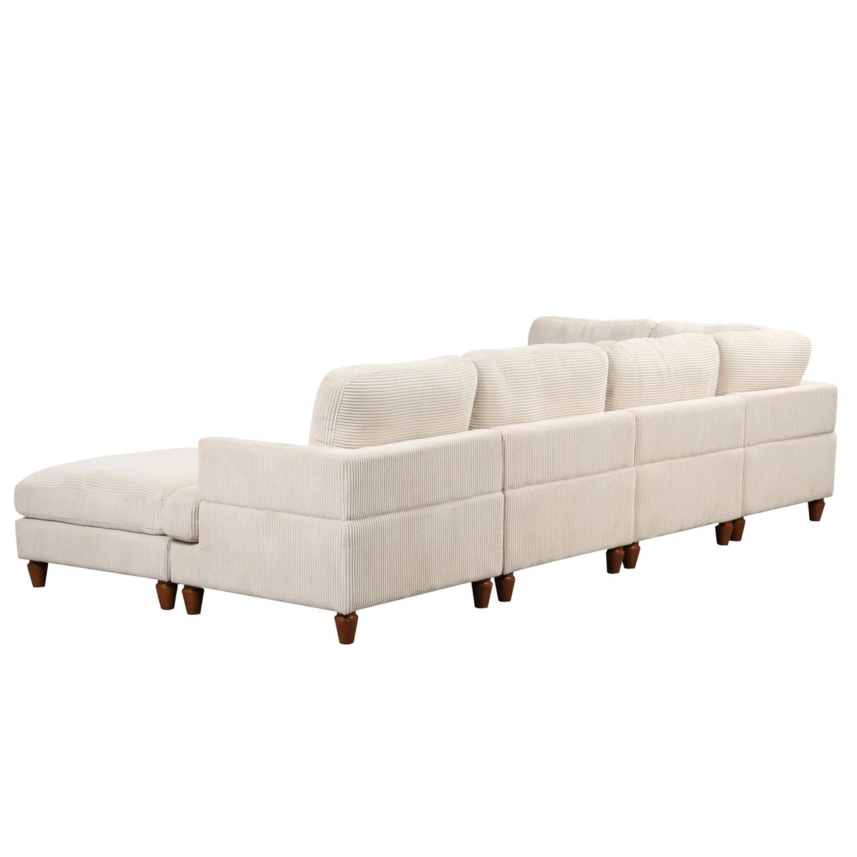 Beige Corduroy Modular Sectional Sofa with Chaise V47411