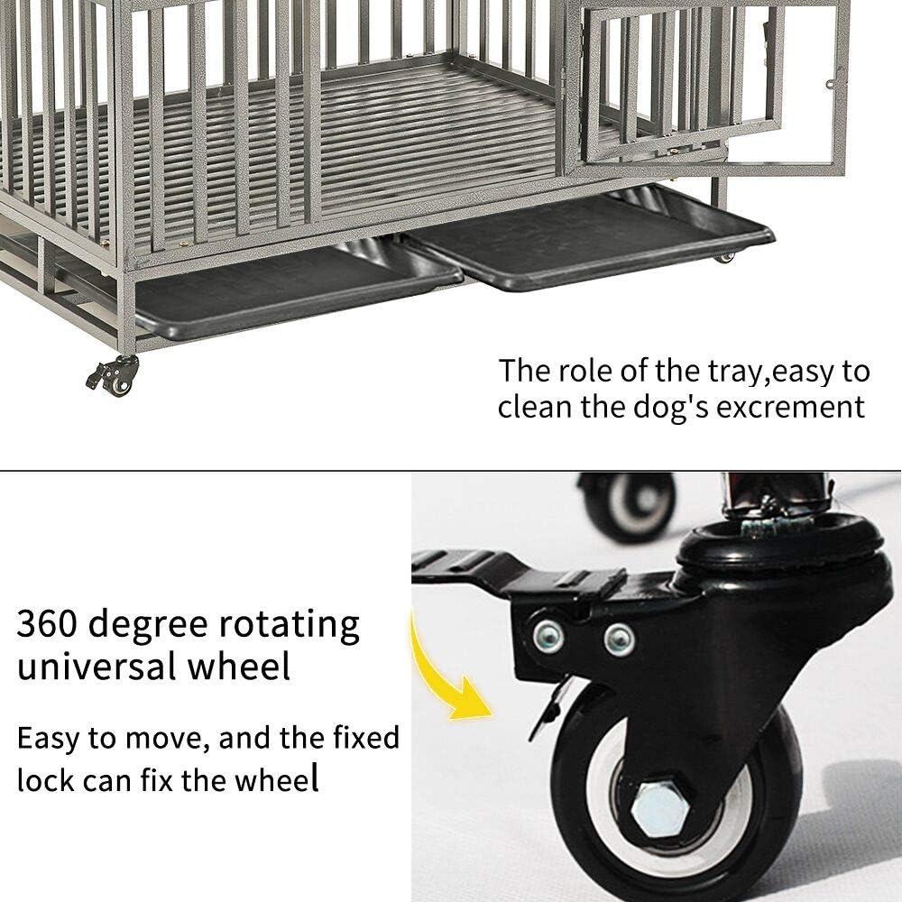 38 Heavy Duty Steel Dog Crate with Two Lock and Four Wheels V680065