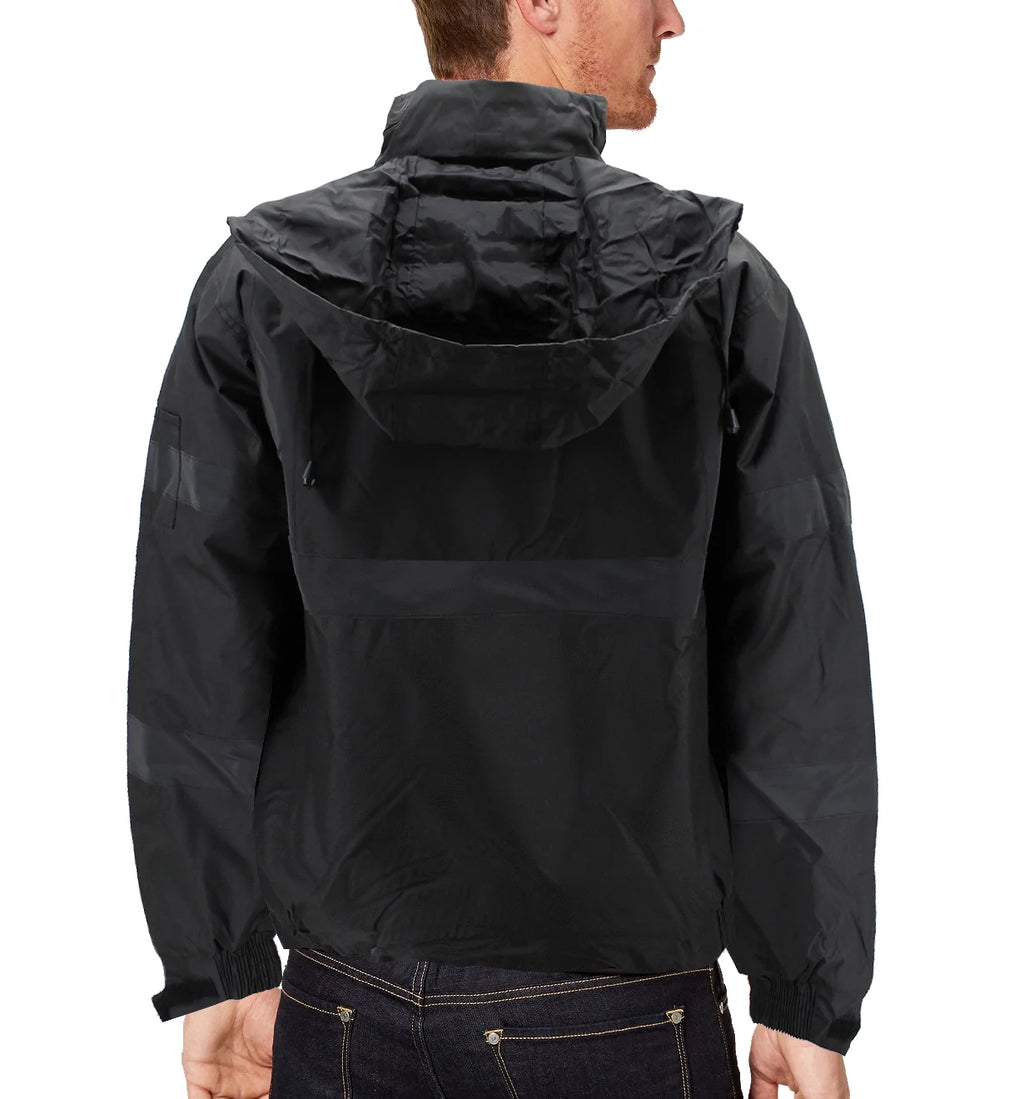 Mens Black High Visibility Water Resistant Reflective Work Jacket P3238