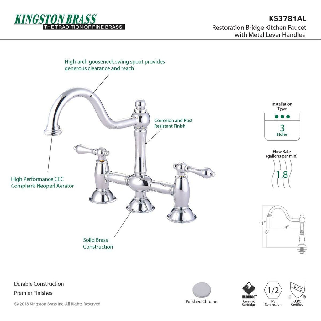 Oil Rubbed Bronze Bridge Kitchen Faucet K65287