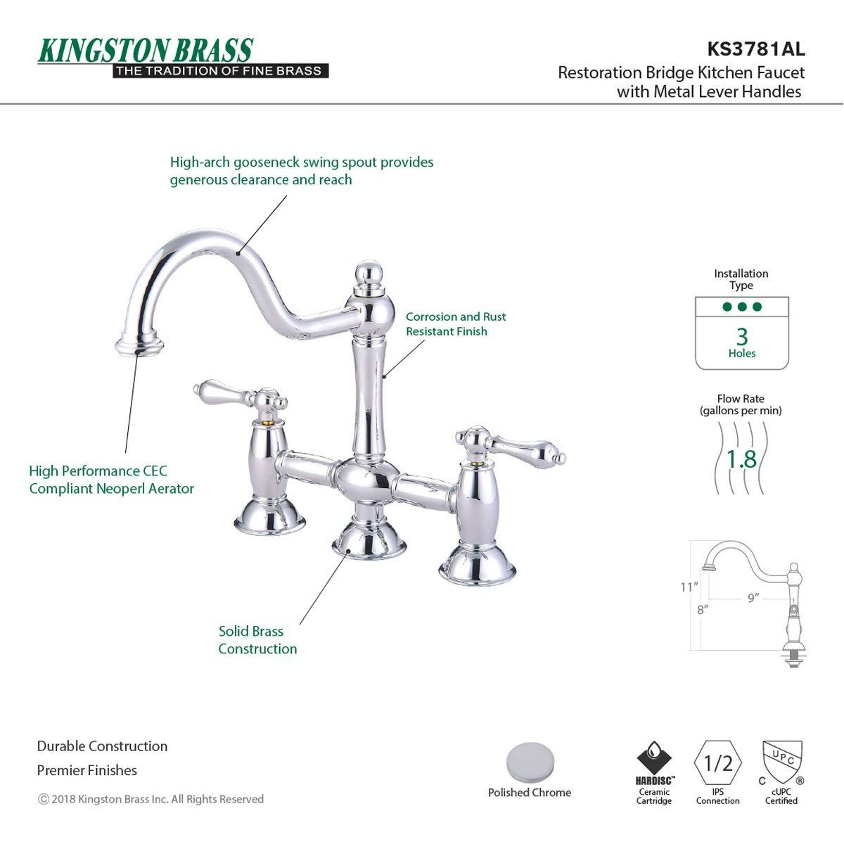 Oil Rubbed Bronze Bridge Kitchen Faucet K65287
