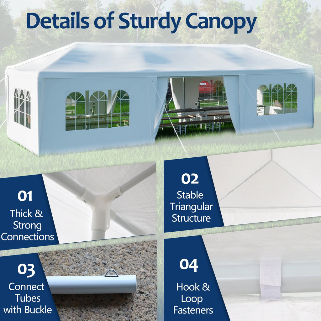10X30' Outdoor Canopy Tent with 8 Removable Sidewalls W554282