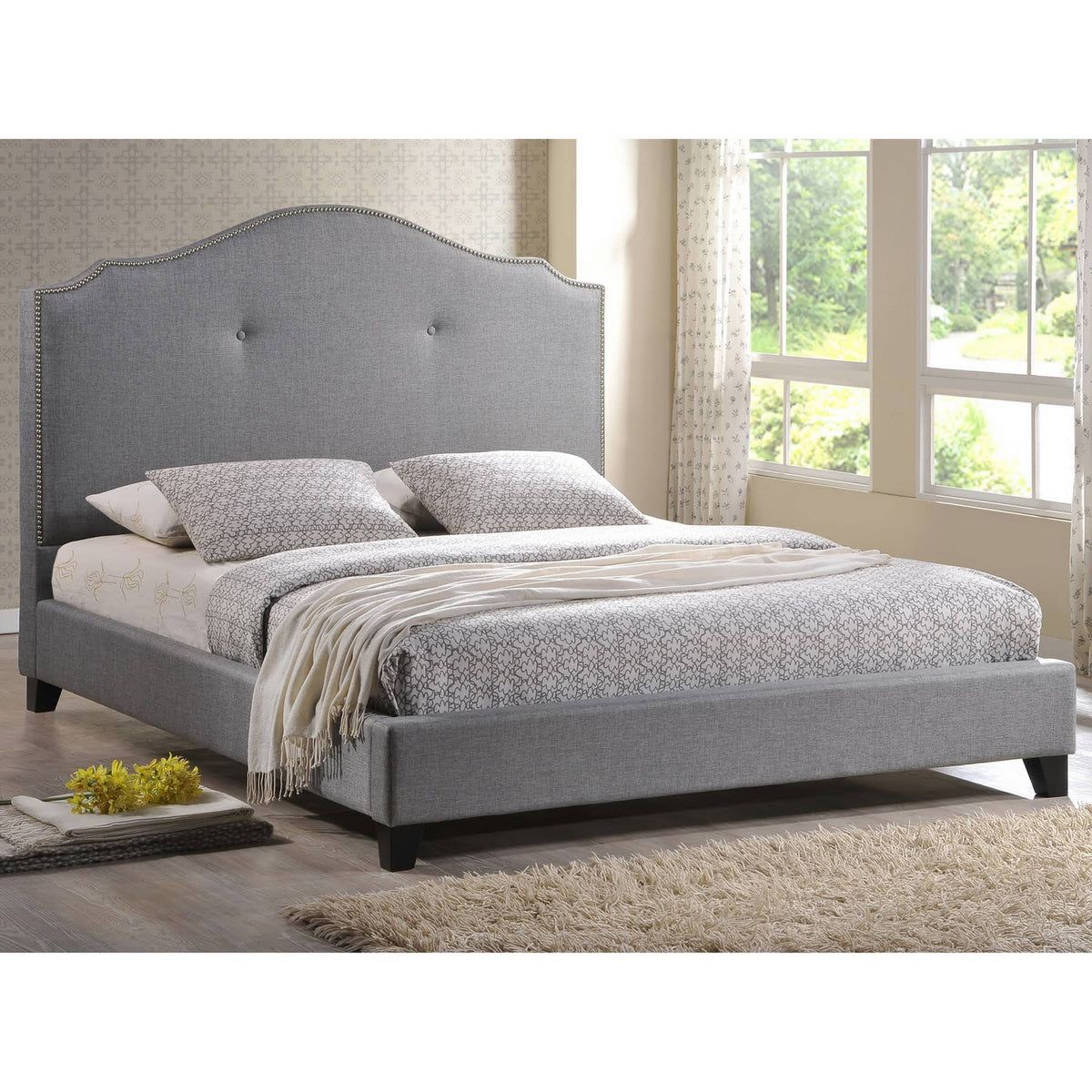 King Upholstered Bed with Headboard W4961