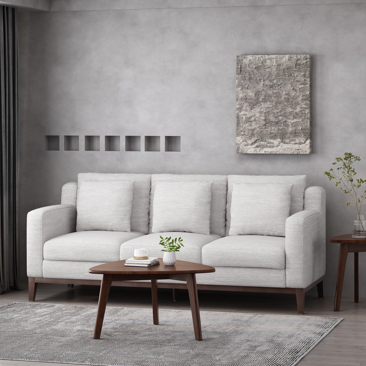 Light Gray Fabric 3 Seater Sofa S86422