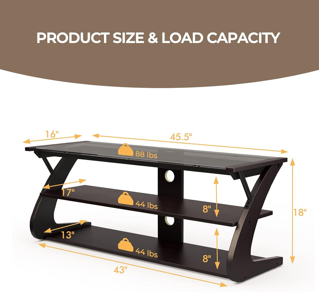 Dark Brown 3-Tier TV Stand with Glass Top Z73000