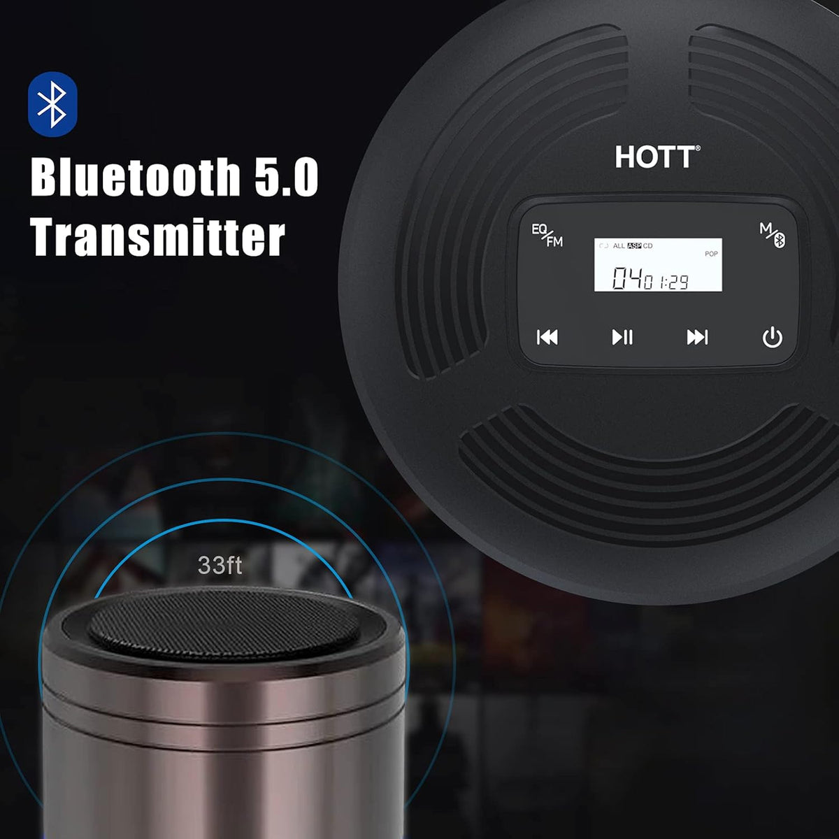 Portable CD Player with Bluetooth 5.0 and FM Transmitter K866845