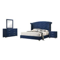 4-Piece Velvet Queen Bedroom Set in Blue K4361