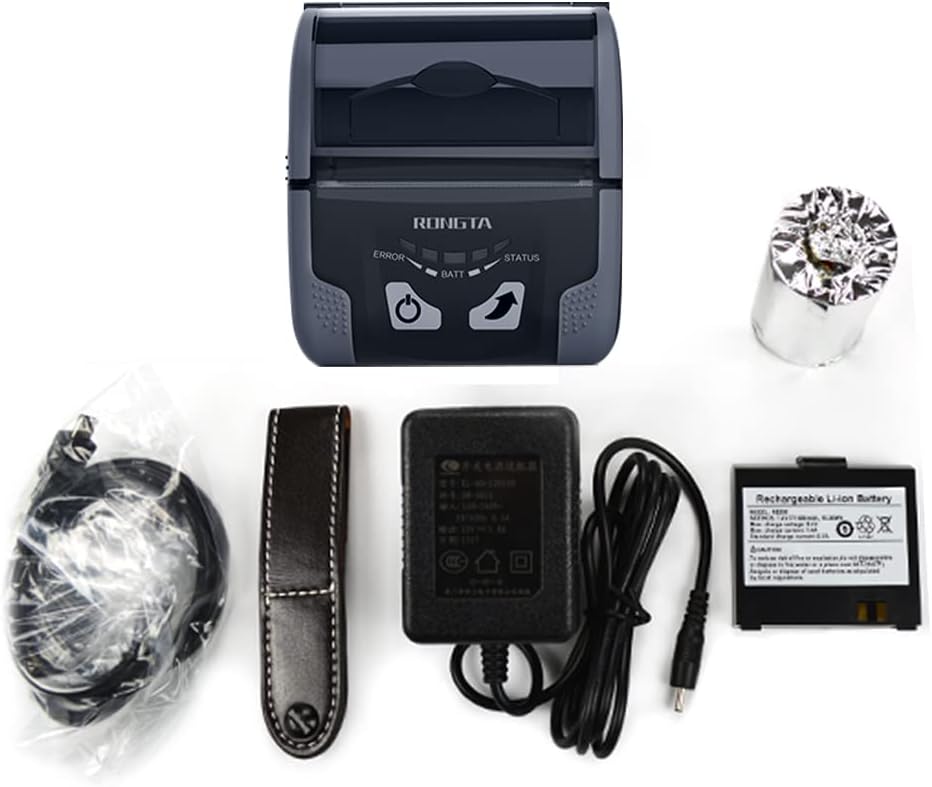 Portable Receipt Printer 58mm Direct Thermal Printer with Bluetooth USB, Grey, Pack of 2 W524