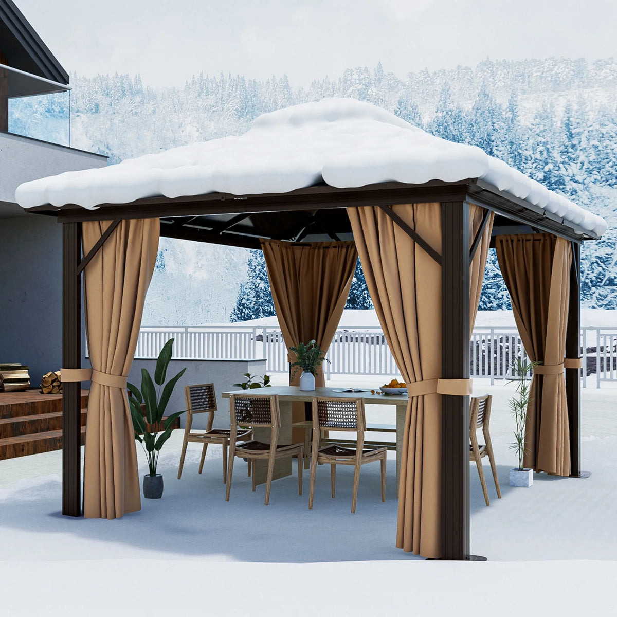 10 ft. x 12 ft. Hardtop Gazebo with Curtain and Netting F658