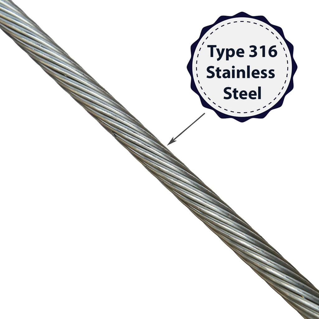 3/16x22 x 200&, 1x19, Grade 316 Stainless Steel Cable Reel H222