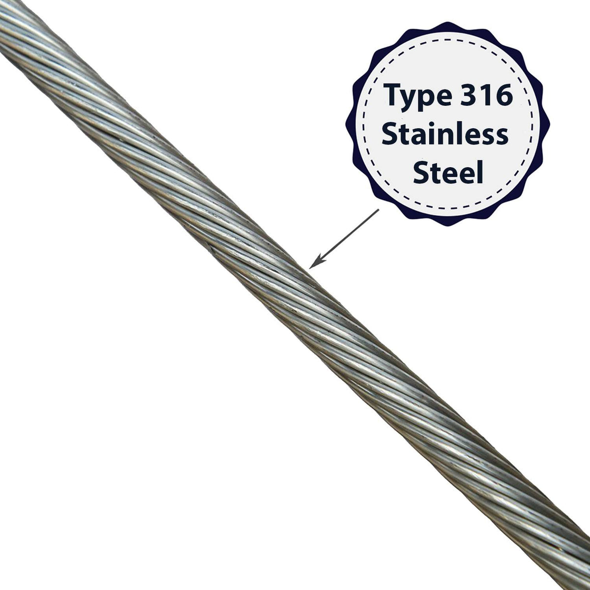 3/16x22 x 200&, 1x19, Grade 316 Stainless Steel Cable Reel H222