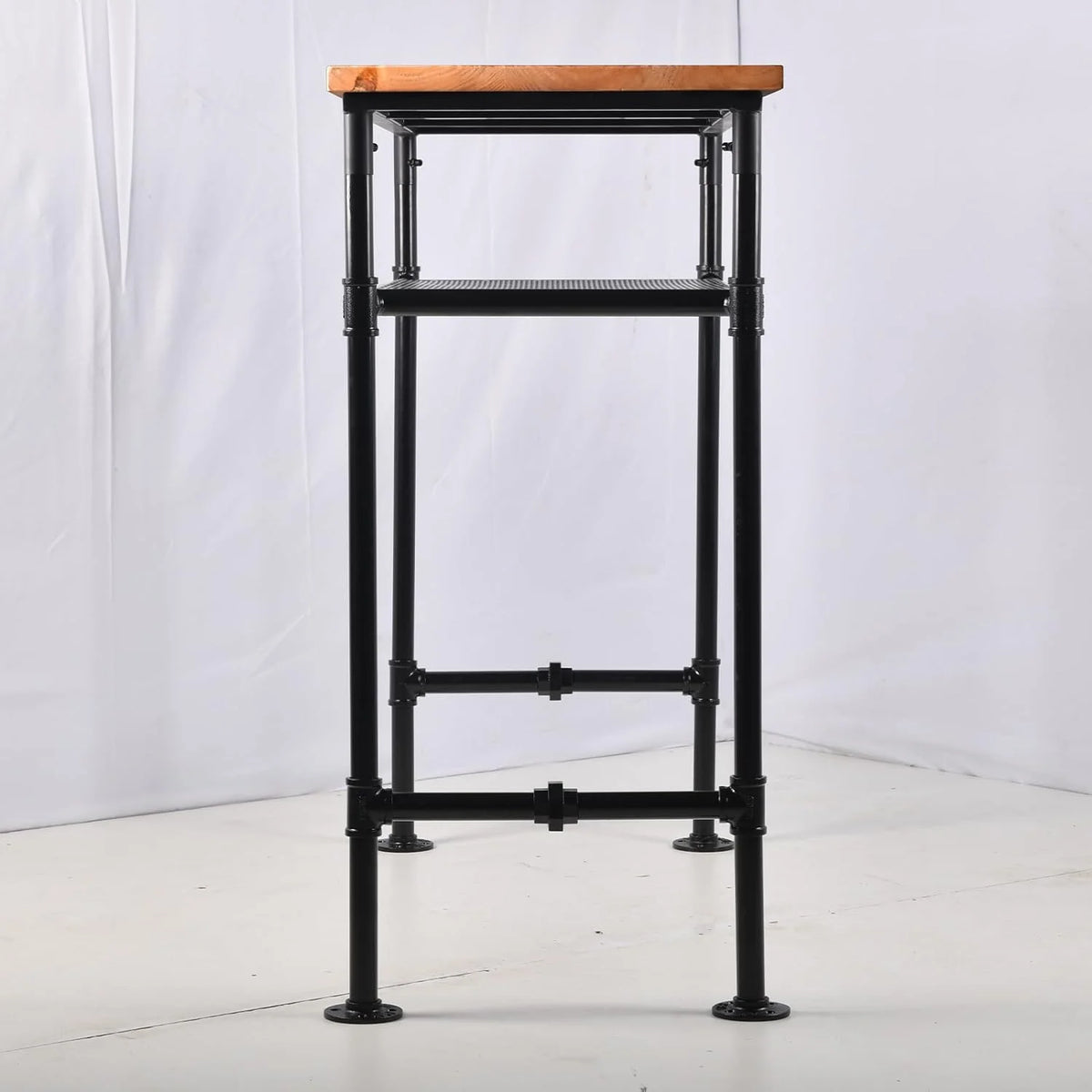 41.3" Height Solid Pine Wood Top Rectangular Pub Bar Table with Extra Shelf O1006