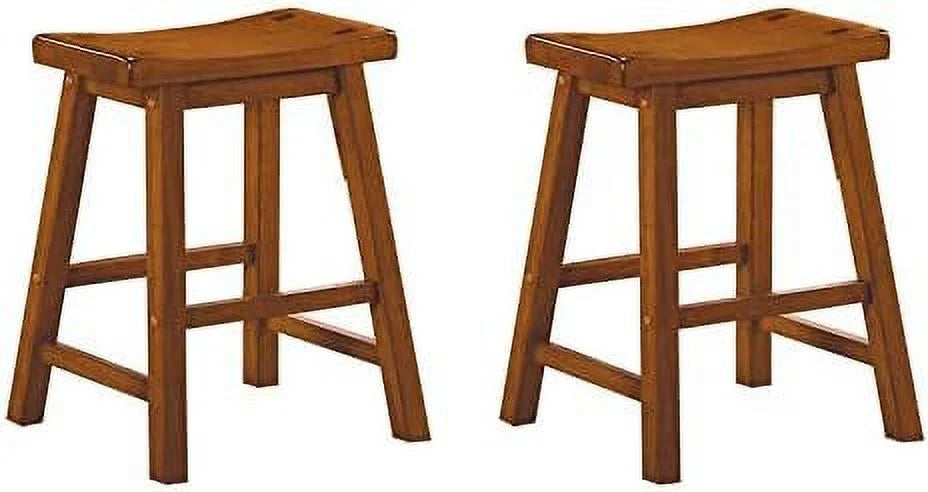 29" Solid Wood Saddle Stools Set of 2 Oak Brown N8997