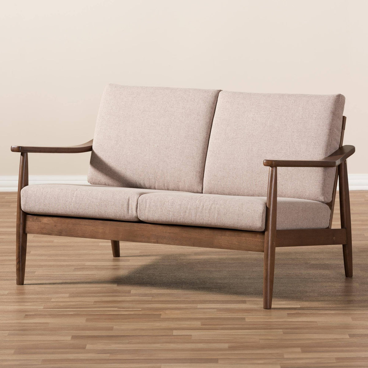 Light Brown Wood 2-Seater Loveseat M717
