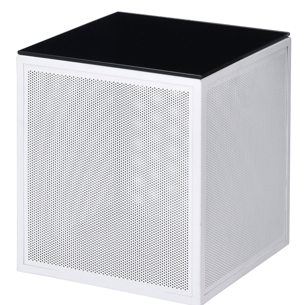 White Glass Top Side Table D51442