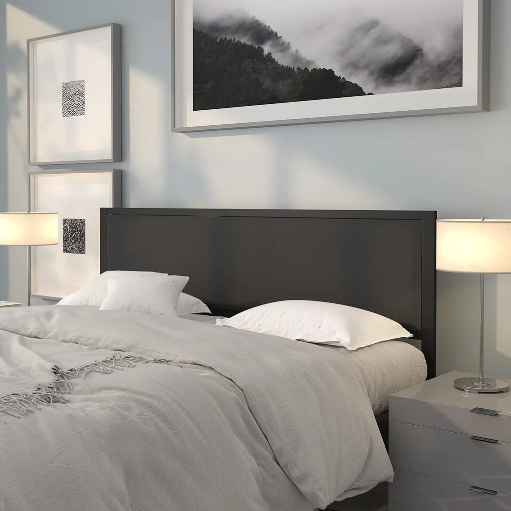 King Size Black Fabric Upholstered Headboard U70153